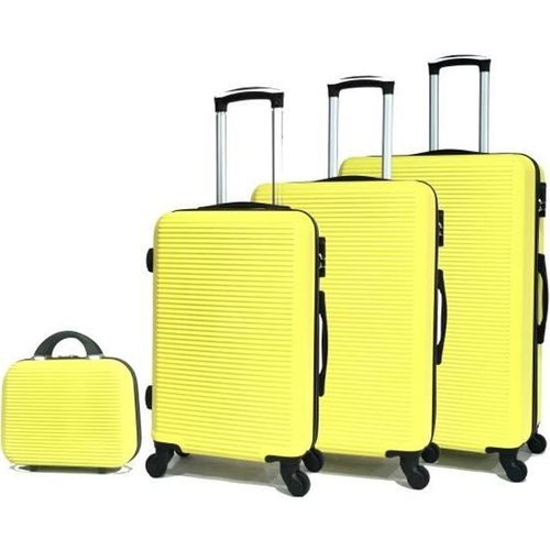 Celims France - Set Valise 4 Pices | Lot De Valise | Valise Avec Vanity | Abs | Jaune