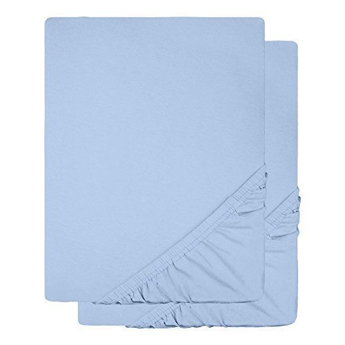 Celinatex 4505 Lot De 2 Draps Housse 60 X 120 Cm Et 70 X 140 Cm Pour Lit De Bb-Housse En Jersey De Coton Stretch Lucina Minis, Bleu
