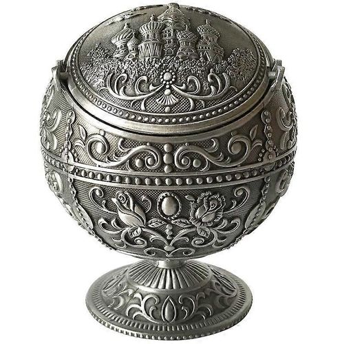 Cendrier Coupe-Vent De Crativit Rtro Avec Couvercle Pour Cendrier De Cigare Portable En Mtal De Cigarette liminateur DOdeurs Cendrier De Chteau DIntrieur Extrieur (tain Ancien)