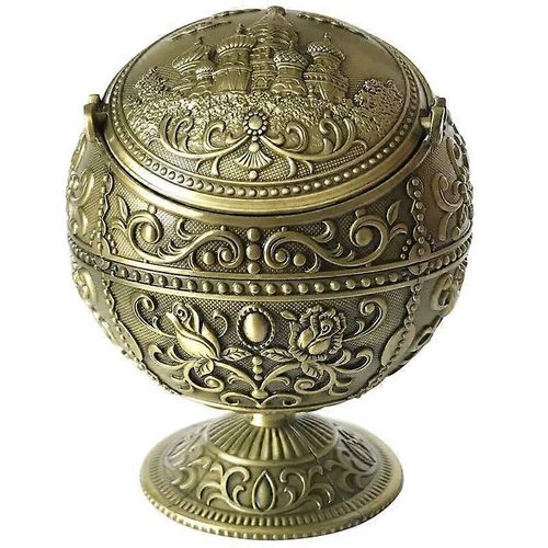 Cendrier Coupe-Vent De Crativit Rtro Avec Couvercle Pour Cendrier De Cigare Portable En Mtal De Cigarette liminateur DOdeurs Cendrier De Chteau DIntrieur Extrieur (Vert Ancien)
