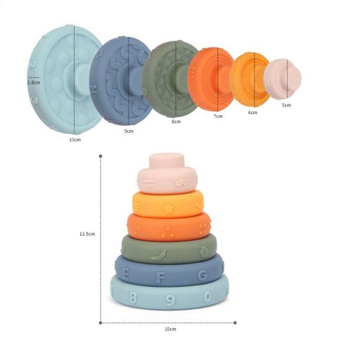 Cercle  Empiler Pour Bb Tour  Empiler Arc-En-Ciel Avec Lettres Et Chiffres Blocs De Construction Jouet Sensoriel Doux Jouet ducatif Cadeau
