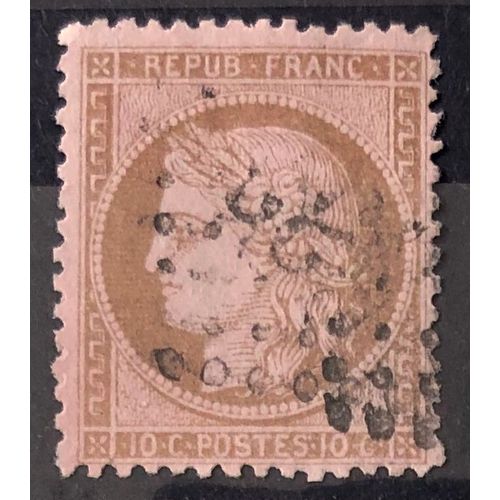 Crs - Rpub Franc - Dentel - 10c Brun / Rose - Chiffres Fins (Joli N 58) Obl - France Anne 1871 - Brn83 - N32550