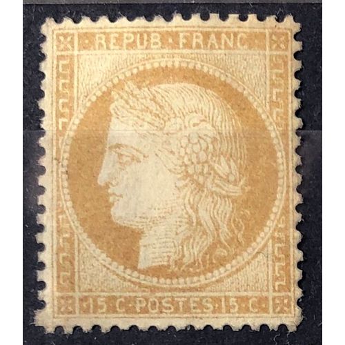 Crs - Rpub Franc - Dentel - 15c Bistre - Chiffres Fins (Trs Joli N 59) Neuf Sg - France Anne 1871 - Brn83 - N33721