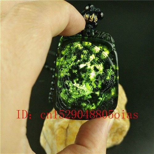 Certifi Chinois Naturel Noir Vert Jade Phoenix Pendentif Breloque Collier Bijoux Obsidienne Sculpt  La Main Amulette Cadeaux Pour Les Femmes