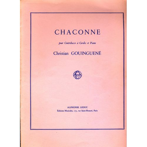 Chaconne Pour Contrebasse  Cordes Et Piano