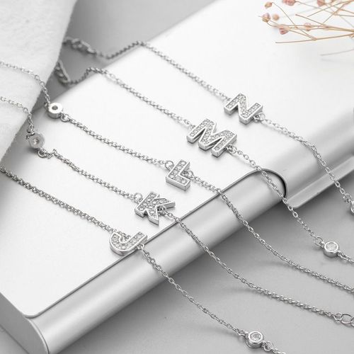 Chane  Maillons En Argent Sterling 925 Pour Femmes, Perles Rondes En Cristal, Lettre,  La Mode Corenne, Bracelet De Charme, Bijoux Sl216, A Z