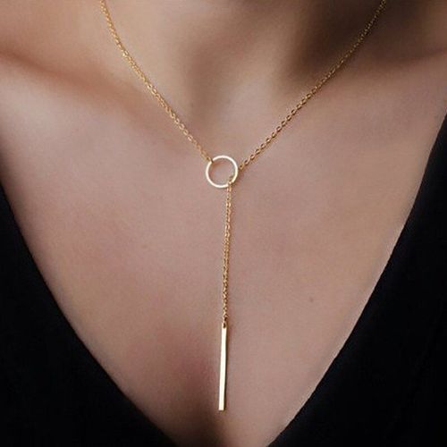 Chane De Clavicule En Mtal, Style Desse, lgant, Mode, Simple, Cercle Dor, Pendentif De Fte