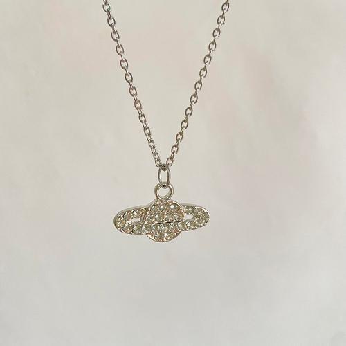 Chane En Argent - Chane De Bijoux Vintage En Cristal Zircon Plante Saturne, Collier Ras Du Cou En Perles Pour Femmes, Couple, Pendentif Saturne