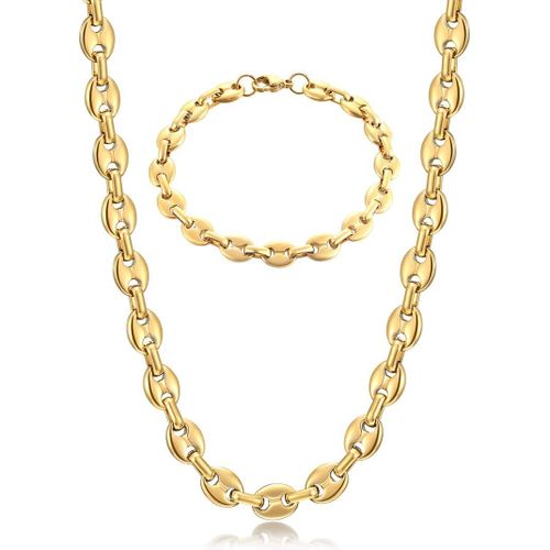 Chaine Maille Grain De Caf Homme Collier Et Bracelet En Acier Inoxydable,6mm 9mm 11mm Argent/Or/Noir