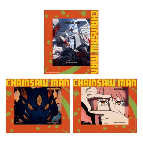 Chainsaw Man Set De 3 Cartes Encadres Effet 3d 17 X 13 Cm