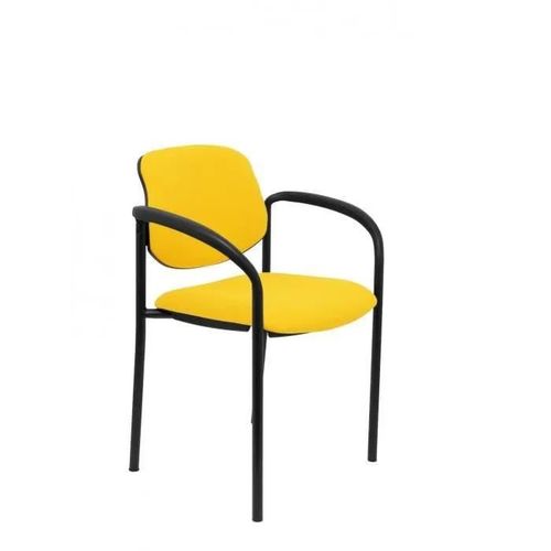 Chaise Confidentielle  4 Pieds, Avec Accoudoirs Et Structure Noirs - Assise Et Dossier Rembourrs En Tissu Bali Jaune Piqueras Y