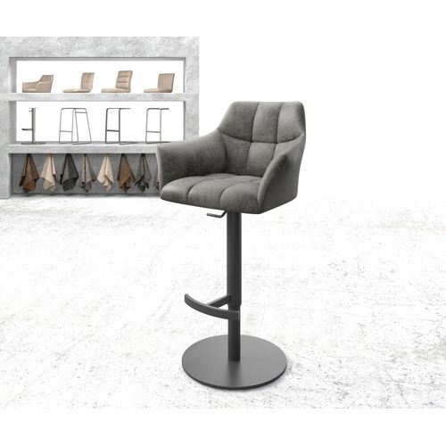 Chaise-De-Bar Yulo-Flex Base Tournante Rglable En Haut Mtal Vintage Gris
