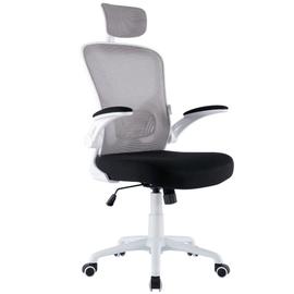 Chaise de bureau blanche ZIK, ergonomique, avec accoudoirs rabattables,  appui-tête pivotant, soutien lombaire ¿ 62x63x129