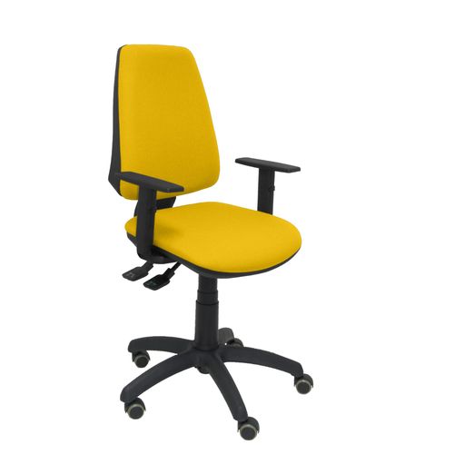 Chaise De Bureau Ergonomique Avec Mcanisme Synchrone, Rglable En Hauteur Et Roues De Parquet Assise Et Dossier Rembourrs En Tissu Bali De Couleur Jaune