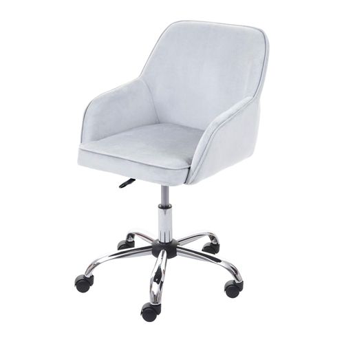 Chaise De Bureau Hwc-F82 Fauteuil Directorial, Pivotant, Design Rtro, Velours   Gris