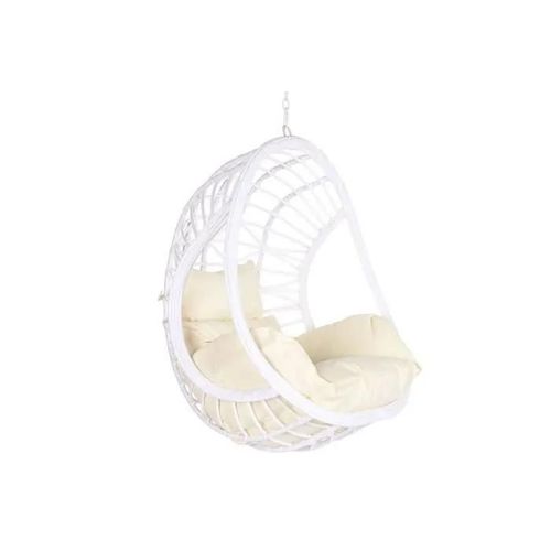 Chaise De Jardin - Mtal - Blanc - Rotin Synthtique - 90x70x110 Cm