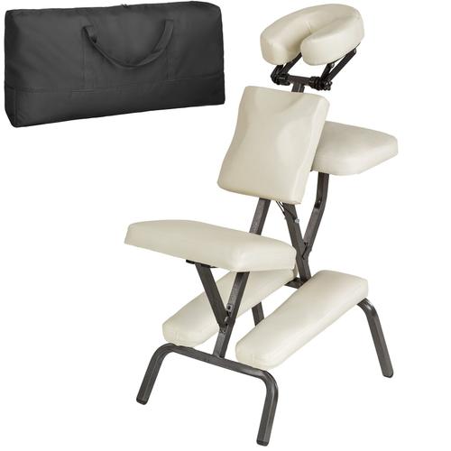 Tectake Chaise De Massage Pliante Rembourrage pais Beige + Sac De Transport