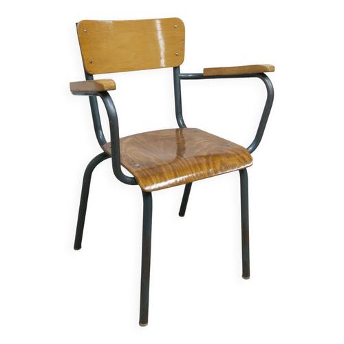 Chaise De Matre Daposcole 1962 Couleur Miel Et Structure Tubulaire Dore