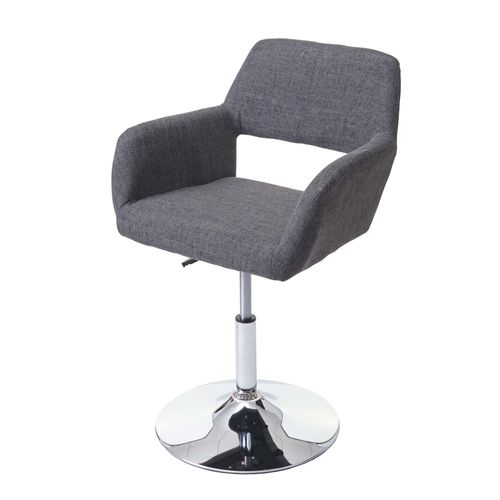 Chaise De Salle  Manger Hwc-A50 Iii, Style Rtro Annes 50, Tissu   Gris, Pied En Mtal Aspect Chrom