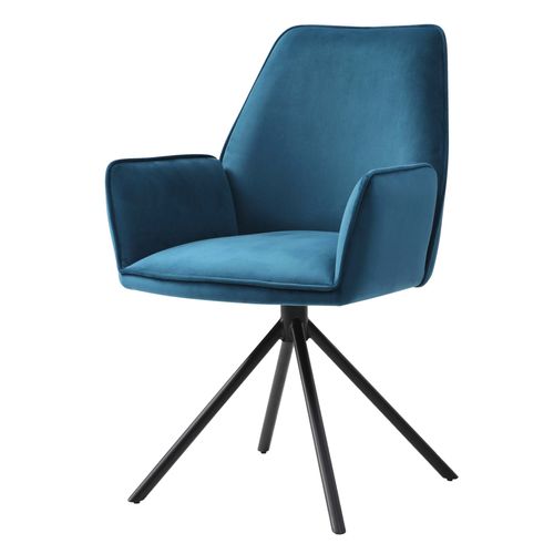 Chaise De Salle  Manger Hwc-G67, Chaise De Cuisine, Pivotante, Auto-Position   Velours, Bleu Turquoise
