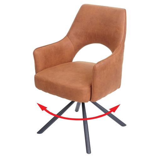 Chaise De Salle  Manger Hwc-K30 Pivotante Auto-Position, Tissu/Textile   Aspect Daim Marron