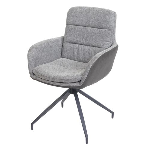 Chaise De Salle  Manger Hwc-K32, Chaise De Cuisine, Pivotante Position Auto, Tissu/Textile   Gris-Gris Fonc