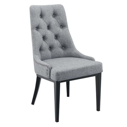 Chaise De Salle  Manger Style Avec Motif Chesterfield Sige Design Pieds Robustes En Mtal Rembourrage Textile 100 X 53 X 60 Cm Gris Clair Helloshop26 03_0005000