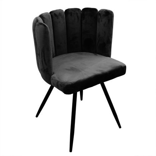 Chaise Design Effet Velours Ariel - Noir