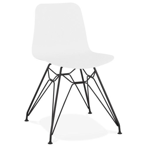 Chaise Design 'gaudy' Blanche Style Industriel Avec Pied En Mtal Noir