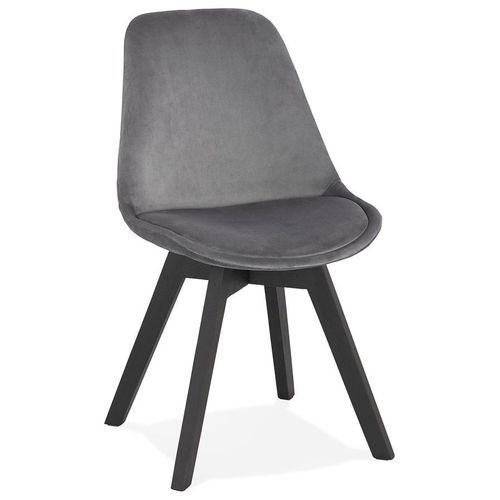 Chaise En Velours Gris 'joe' Avec Structure En Bois Noir