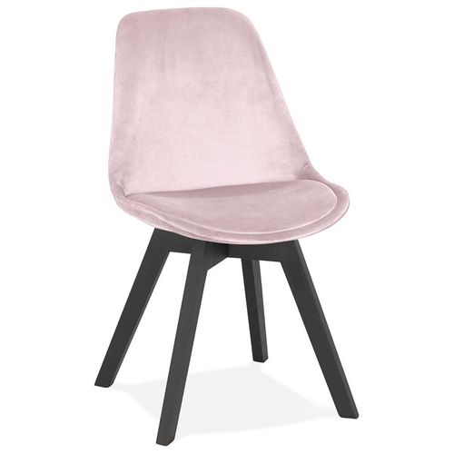 Chaise En Velours Rose 'joe' Avec Structure En Bois Noir