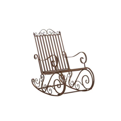 Chaise Fauteuil  Bascule Rocking Chair Pour Jardin En Fer Marron Vieilli Mdj10101