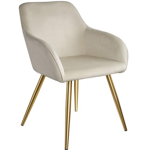 Chaise Marilyn Effet Velours Style Scandinave - Crme/Or