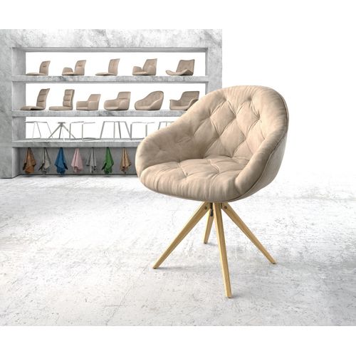 Chaise-Pivotante Gaio-Flex Cadre En Bois Angulaire Microvelours Beige Vintage