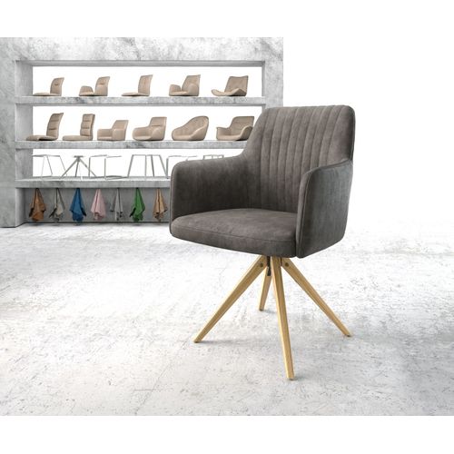 Chaise-Pivotante Greg-Flex Cadre En Bois Angulaire Microvelours Anthracite Vintage