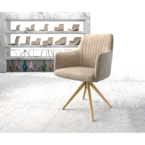 Chaise-Pivotante Greg-Flex Cadre En Bois Angulaire Microvelours Beige Vintage
