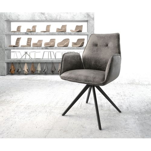 Chaise-Pivotante Zoa-Flex Cadre Crois Carr Noir Vintage Gris
