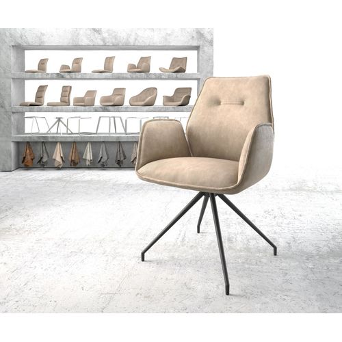 Chaise-Pivotante Zoa-Flex Cadre Crois? Conique Noir Vintage Beige