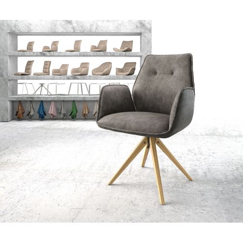 Chaise-Pivotante Zoa-Flex Cadre En Bois Angulaire Microvelours Anthracite Vintage