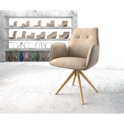 Chaise-Pivotante Zoa-Flex Cadre En Bois Angulaire Microvelours Beige Vintage