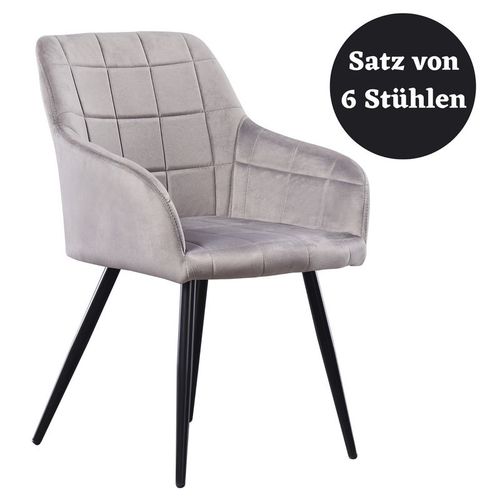 Chaises  Coutures Carres Rembourres En Velours Camden - Ensemble De 6