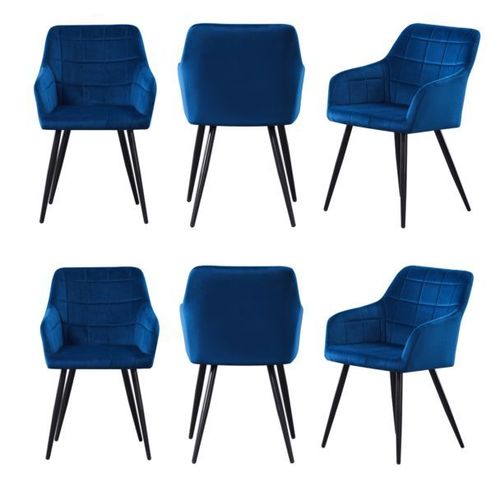 Chaises  Coutures Carres Rembourres En Velours Camden - Ensemble De 6