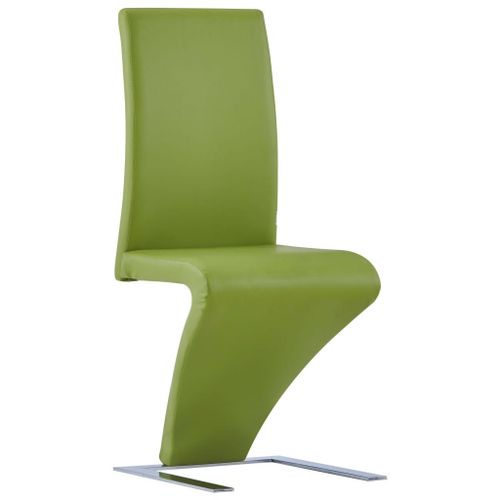 Chaises  Dner Avec Forme De Zigzag 2 Pcs Vert Similicuir