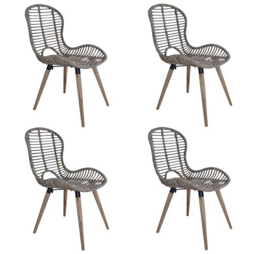 Chaises De Salle  Manger 4 Pcs Marron Rotin Naturel