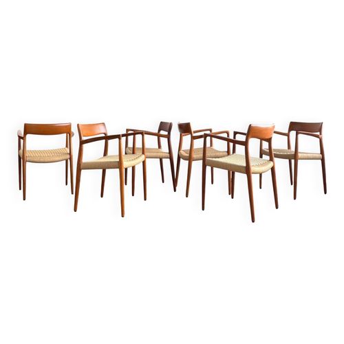 Chaises De Salle  Manger Danoises Modle 57 En Teck Niels O Mller Jl Mollers Ensemble De 6 Marron