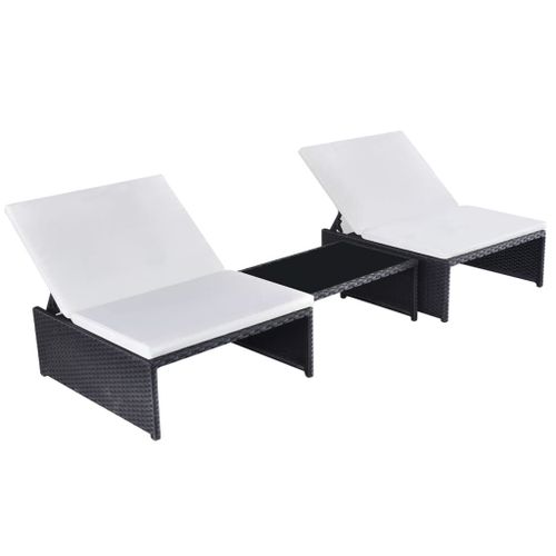 Vidaxl Chaises Inclinables De Jardin Lot De 2 Et Table Rsine Tresse