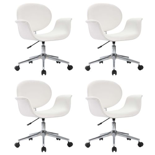 Chaises Pivotantes De Salle  Manger 4 Pcs Blanc Similicuir - Vidaxl