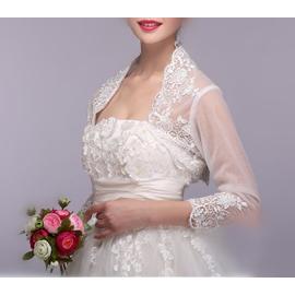 Chale de mariee bolero echarpe femme manches longues en dentelle ajouree Emilie Mariage Rakuten