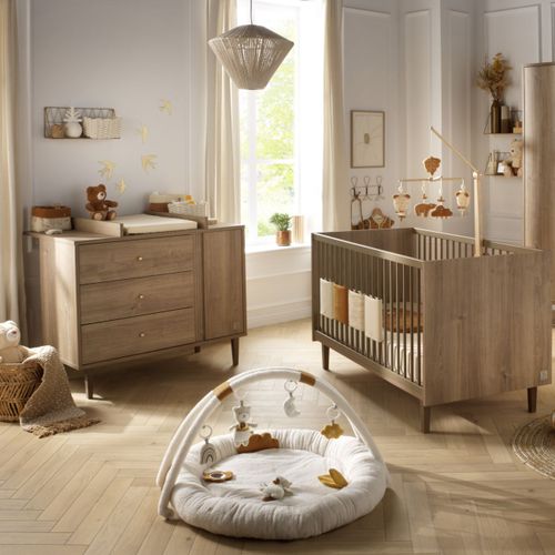 Chambre Bb volutive Mokka, Lit 140x70 volutif Et Commode  Langer - Chne Mokka