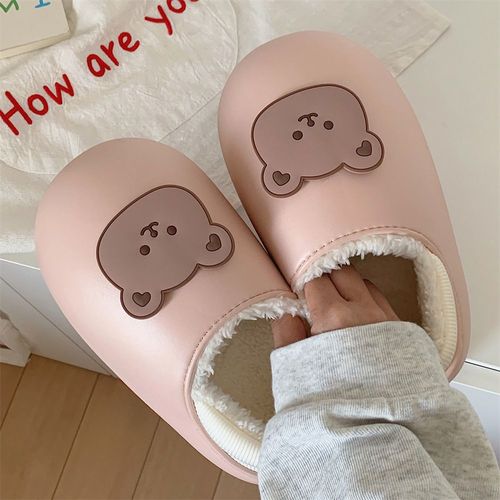 Chambre Des Femmes Impermable Mignon Dessin Anim Ours Coton Pantoufles Hiver Chaud Plus Velours Baotou